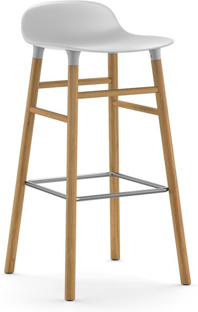 Normann Copenhagen Form Barstuhl in Weiß mit Holzgestell und Metallverstrebung im skandinavischen Design - Bild 1
