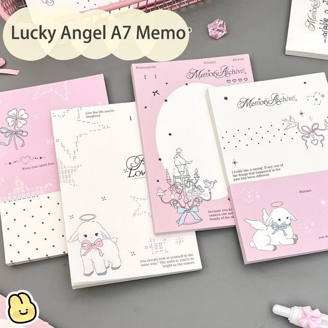 Lucky Angel A7 Notizbuch mit 50 Blatt gepunktetem Papier in Pink, Softcover für Studenten und Erwachsene - Bild 1