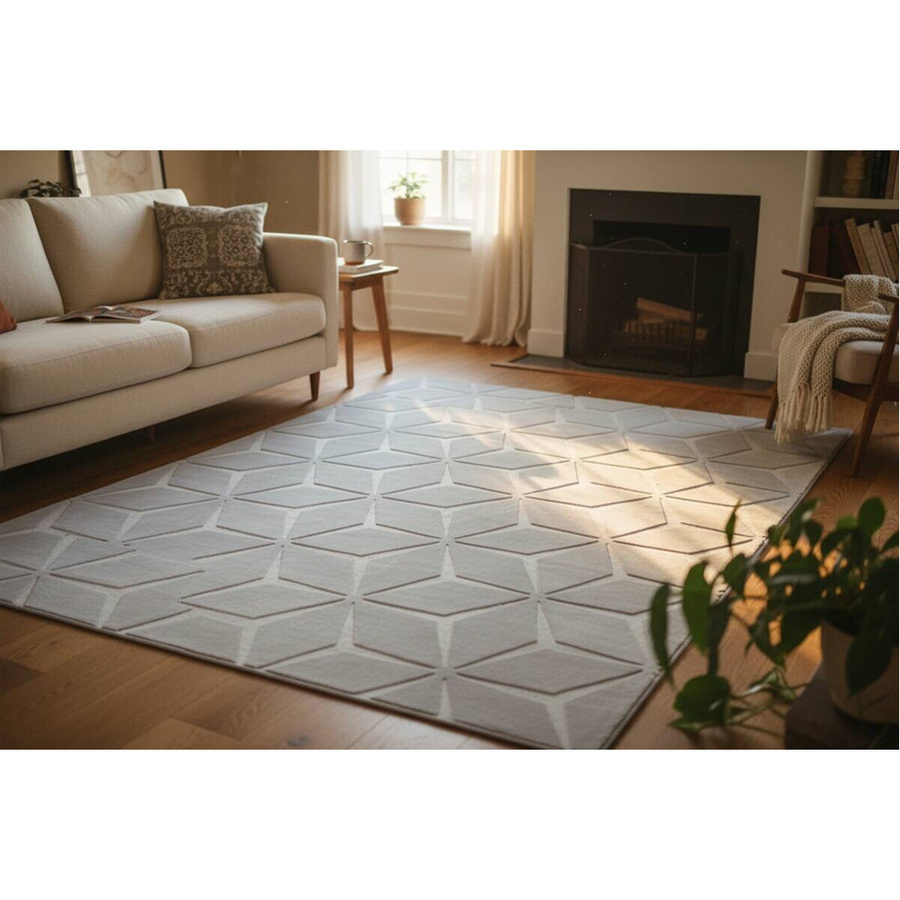 Kayoom Teppich Calma in Silber mit geometrischem Design, modern und pflegeleicht, B/H: 80 x 150 cm - Bild 2