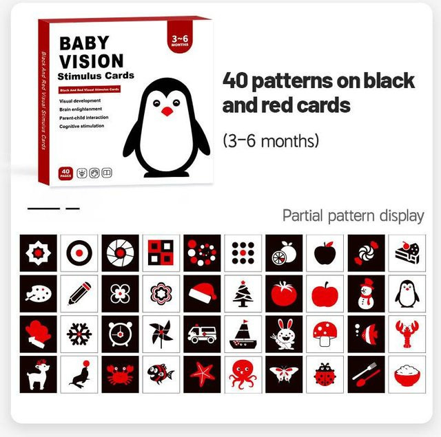 Linyi toy Montessori Karte Schwarz Papier 0-2 Jahre - Bild 1