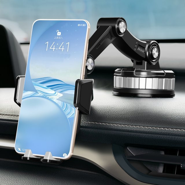 ROBOTIC Kfz-Handyhalterung mit Saugnapf für iPhone und Samsung, Schwarz, auch als Ladegerät nutzbar - Bild 1