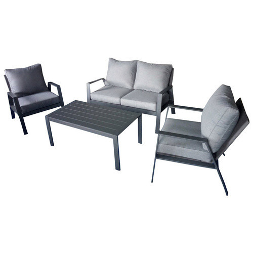 GARDEN PLEASURE Loungeset Victoria mit 4 Sitzplätzen, inklusive Auflagen und Kissen, grau/anthrazit, aus pulverbeschichtetem Aluminium - Bild 2