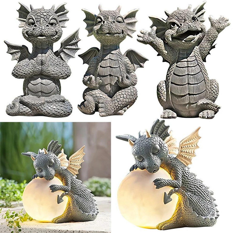 Drachenstatue mit Lampe von Yiran Furniture aus Kunstharz als Garten- und Frühlingsdekoration - Bild 2