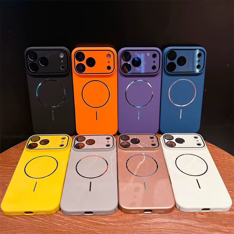 Ultradünne magnetische MagSafe Schutzhülle mit Metallring und Glaslinsenschutz für iPhone 11 bis iPhone 17 Pro Max in Gold - Bild 2