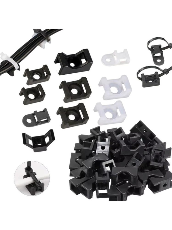 100 Stück Kabelbinder Sattelförmige Halterung als USB-C Kabelhalter Organizer aus Nylon in Weiß - Bild 7