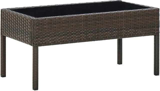 vidaXL Gartentisch aus Poly-Rattan und Glas in Braun B/T/H: 75 x 40 x 37 cm - Bild 1