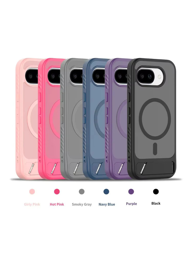 Matte transparente magnetische Schutzhülle mit faltbarer Standfunktion für Google Pixel 10, 10A, 9 Pro XL und 9A, kompatibel mit MagSafe, Farbe: Transparent/Lila - Bild 5