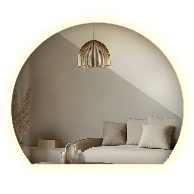Wallfluent Spiegel mit LED und neutralweißem Licht 4000K in runder Form, B: 63 cm, H: 70 cm - Bild 1