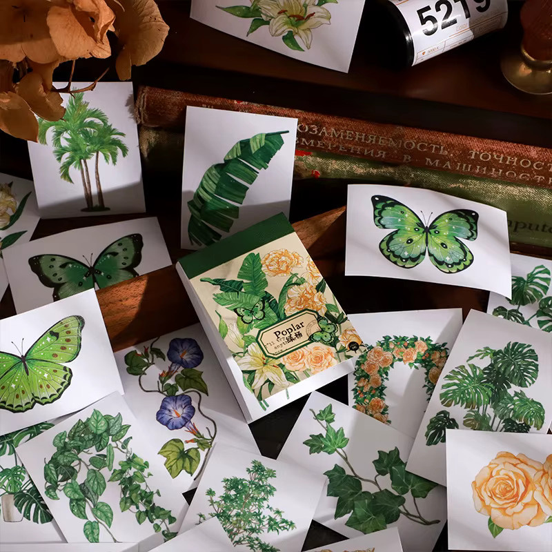 50 Stück Retro Washi Stickerbuch mit botanischem Blumenthema in Multicolour zur Verzierung von Notizbüchern und Grußkarten - Bild 2