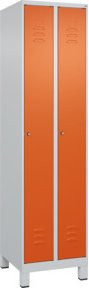 C+P Spind Classic PLUS Garderobenschrank mit 2 Abteilen, Grau/Orange, H x B x T: 195 x 50 x 50 cm - Bild 1