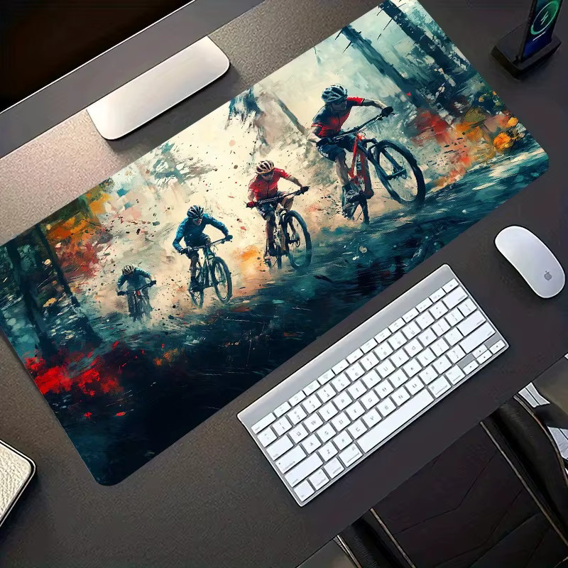 Semalam Gaming-Schreibtischunterlage mit Mountainbike-Renndesign, rutschfeste Gummiunterseite, Multicolor - Bild 2