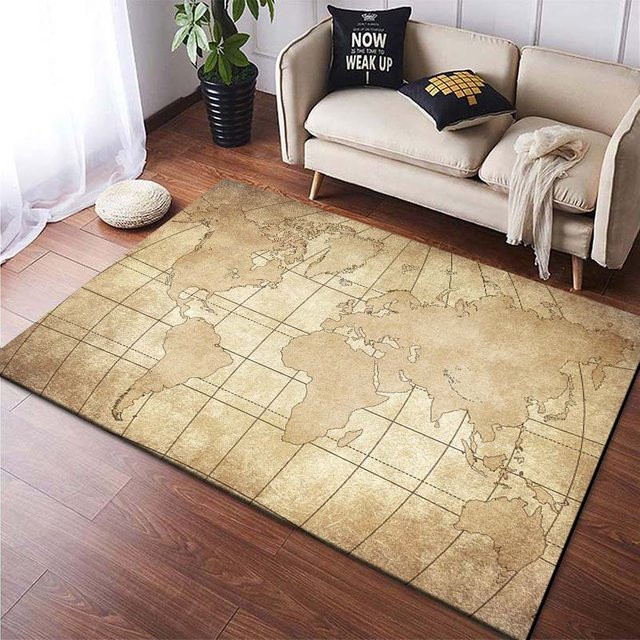 Dekorativer Teppich mit Retro-Navigationskarten von JGJG in Beige, B x B: 150 x 100 cm - Bild 1