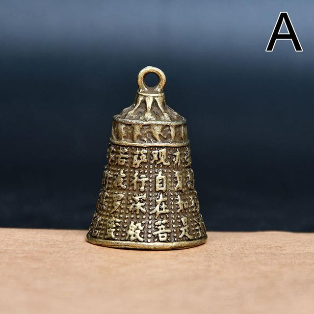 Messing Tropfenglocke in Bronze und Gold als dekorativer Fengshui Heimanhänger und Schlüsselanhänger - Bild 1