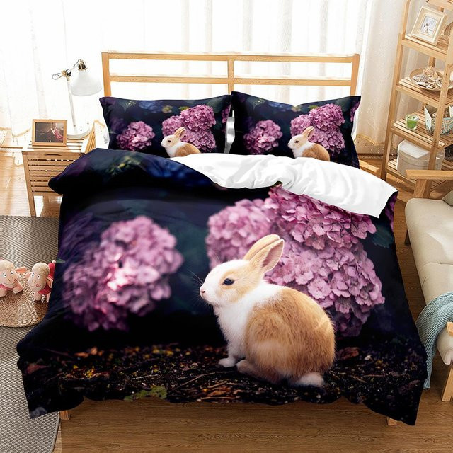 Lodestar Bettwäscheset Kaninchen mit Kissenbezug, lila, Polyester, B/H: 135 x 200 cm - Bild 1