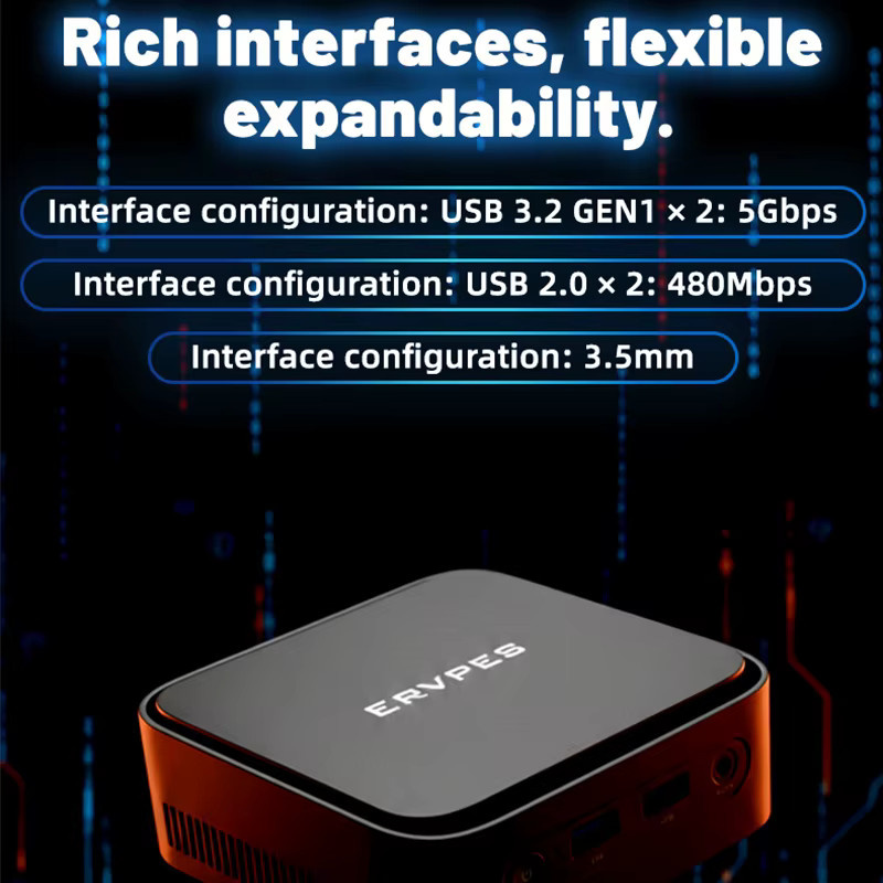 ERVPES E1 Mini-PC mit AMD Ryzen 3 3250C, 8GB DDR4, 256GB SSD, Windows 11 Pro, Dual-Band WLAN und Bluetooth 5.2, Schwarz - Bild 6