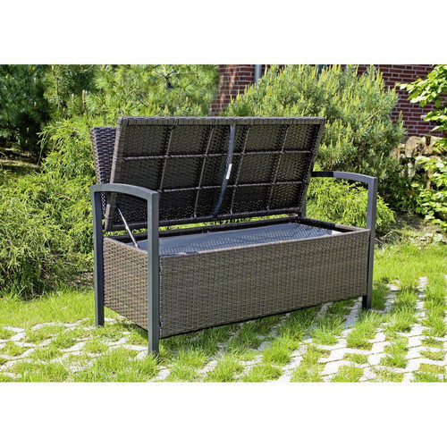 Garden Pleasure Parkbank Ferrara 2-Sitzer mit Staufach in Coffee Braun, B/H/T: 117 x 86 x 58 cm - Bild 3