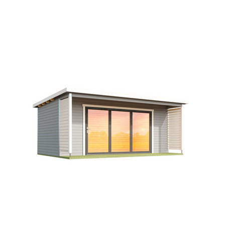 Lasita Blockbohlenhaus Liverpool Gartenhaus mit Flachdach in Lichtgrau, B/H/T: 580 x 239,4 x 430 cm - Bild 2