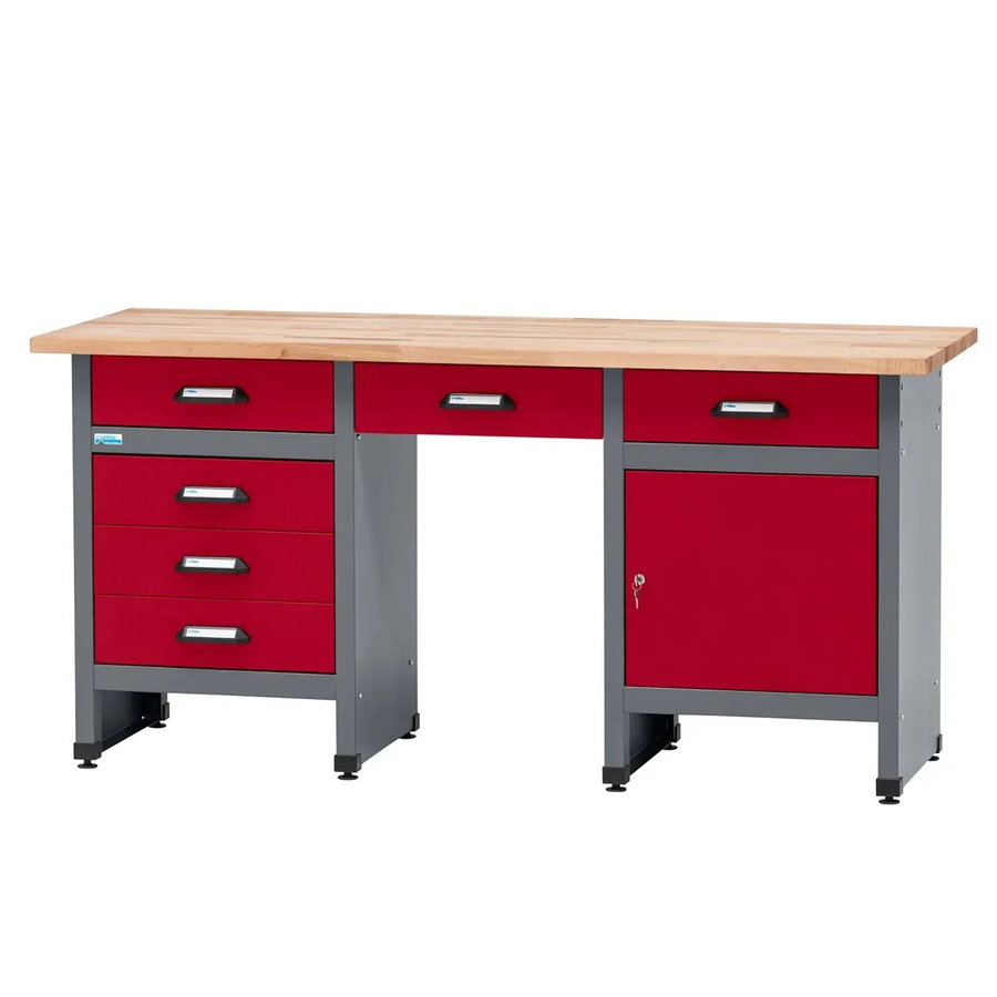 Küpper Werkbank-Komplett-Set Dunkelrot B/T/H: 170 x 60 x 84 cm - Bild 2