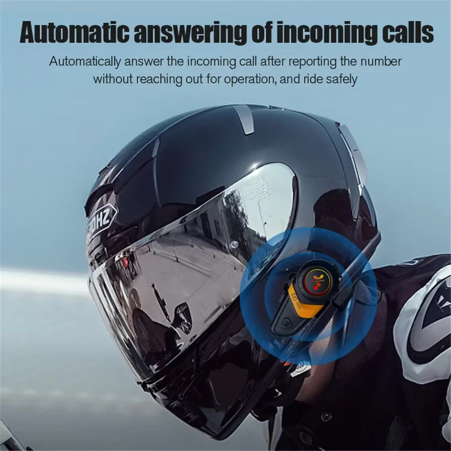 Velev LX3 Helm-Bluetooth-Headset Gelb mit BT5.0 Kabellosem Freisprechsystem und 1200mAh Akku - Bild 4