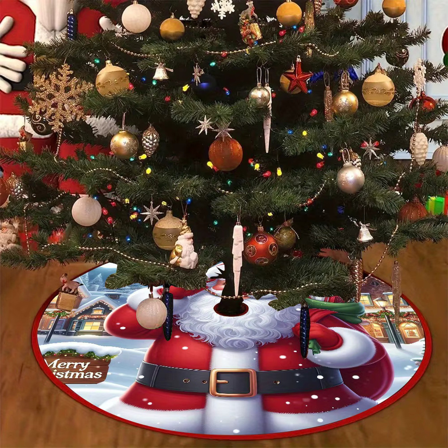 VIKAMA Weihnachtsbaum-Kleid mit Weihnachtsmann-Schneeszene in Rot - Bild 2