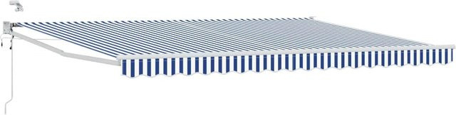 vidaXL Elektrische Ausziehbare Markise mit Motor, Blau und Weiß, B: 4 m, T: 3 m - Bild 1
