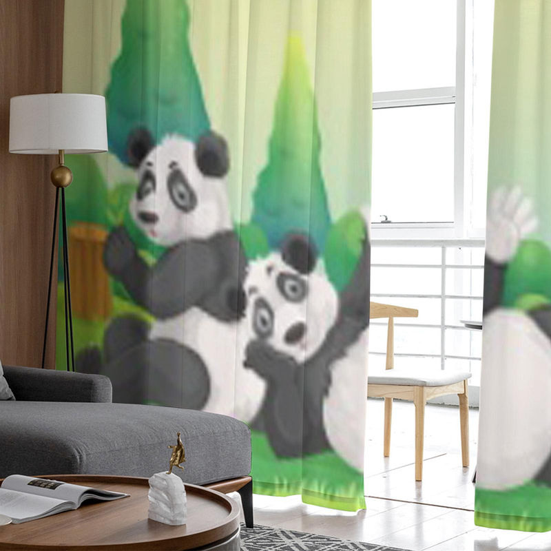Super Six Chiffon-Sichtvorhang mit Panda-Motiv, weiß/mehrfarbig, B: 135 cm, H: 114 cm - Bild 4
