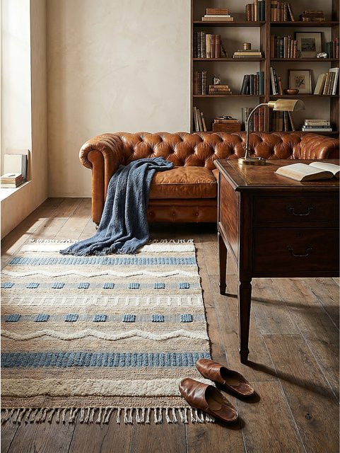 Teppich WHARFE von Kadima Design gestreift in Natur-Blau mit High-Low-Effekt, B/B: 160 x 230 cm - Bild 1