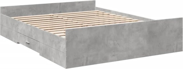vidaXL Bettgestell mit Schubladen in Betongrau, modernes Design aus Holzwerkstoff, B/T/H: 140 x 200 x 40 cm - Bild 1