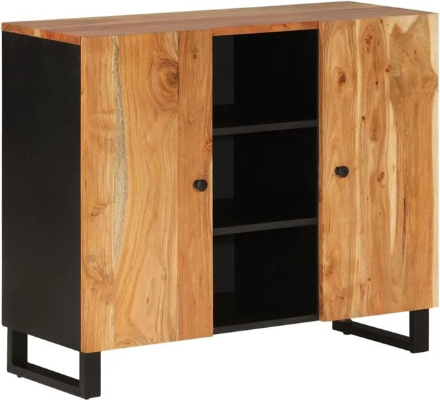vidaXL Sideboard aus Massivholz Akazie mit 2 Türen, Braun, B/T/H: 90 x 33 x 75 cm - Bild 1