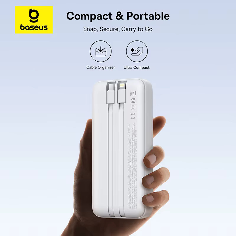 Baseus Powerbank 20000 mAh mit 22,5 W PD Schnellladung für iPhone, Samsung und Xiaomi in Schwarz oder Weiß - Bild 2