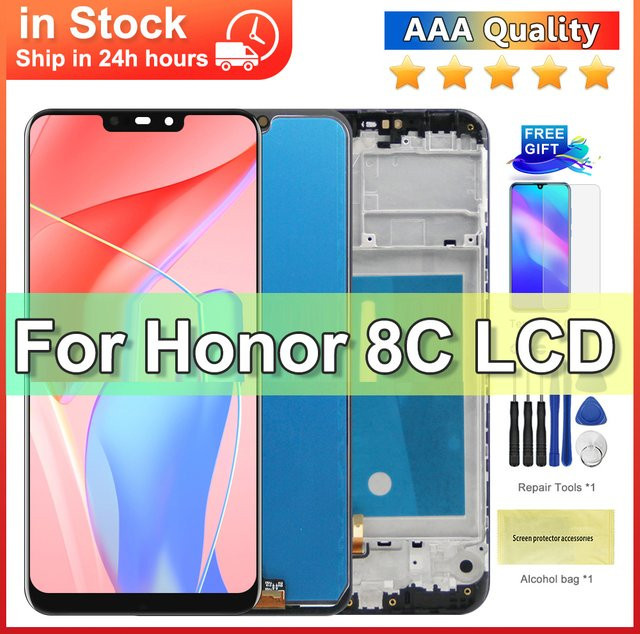 Honor 8C LCD Display mit Touchscreen und Rahmen in Schwarz, 6.26 Zoll - Bild 1
