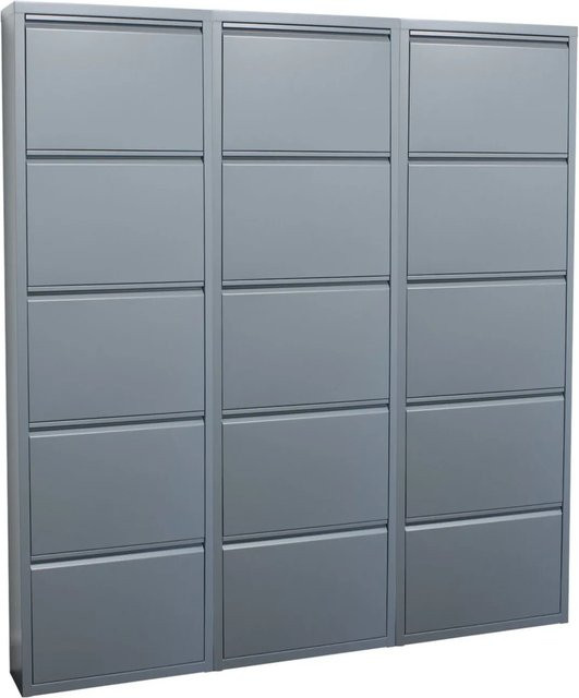 ebuy24 Pisa Schuhschrank aus Metall in Grau mit 15 Klappen, Wandmontage, Modernes Design, B/T/H: 46 x 13 x 160 cm - Bild 1