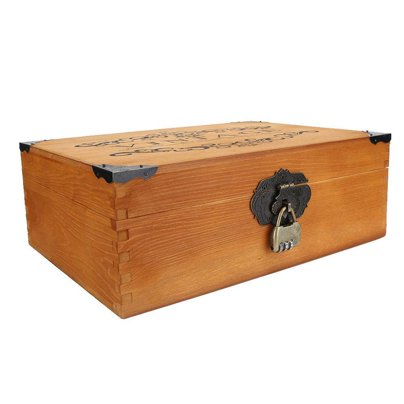Vintage Holzkiste von DIYelecs in Röstfarbe als Desktop-Ablage und Aufbewahrungsbox für Schmuck oder Make-up mit Schloss, B/T/H: 33,0 x 12,0 x 12,0 cm - Bild 3