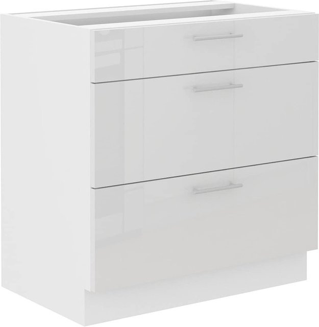 Küchenunterschrank Lara Weiß Hochglanz mit Soft-Close, Breite: 80 cm - Bild 1