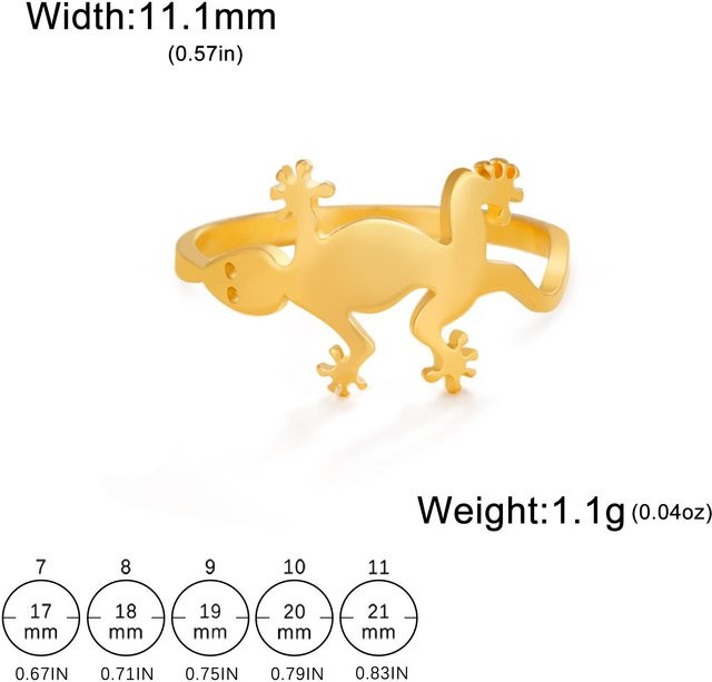 Wandgecko Ring Edelstahl, Gold, Unisex - Bild 1