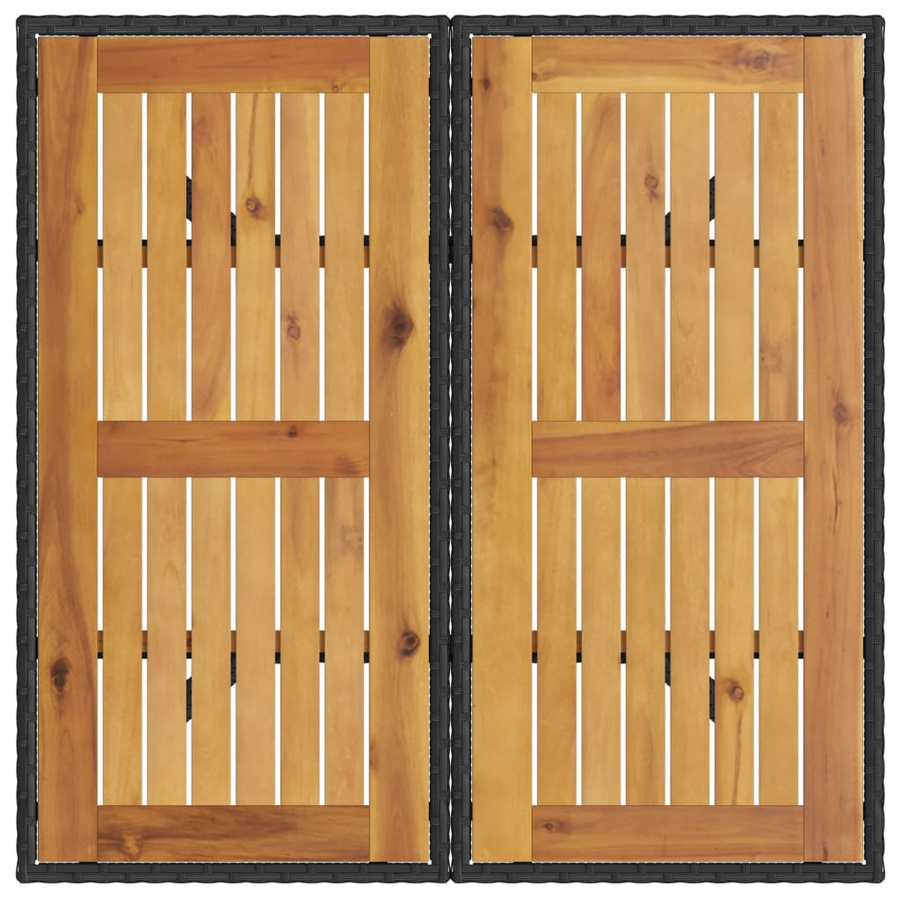 vidaXL Gartentisch aus PE-Rattan und Akazienholz in Schwarz, B/T/H: 80 x 80 x 75 cm - Bild 5