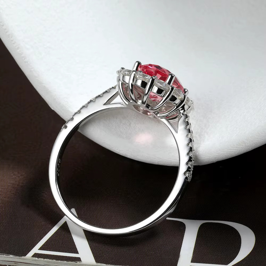 OEVAS Ring 925 Silber, Rubin, Saphir, Moissanit, Damen - Bild 2