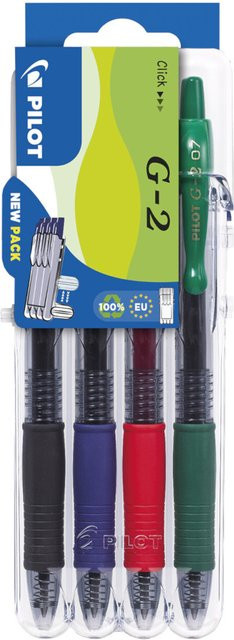 PILOT Gelschreiber G2-07 Set mit 4 Farben: Schwarz, Rot, Blau und Grün - Bild 1