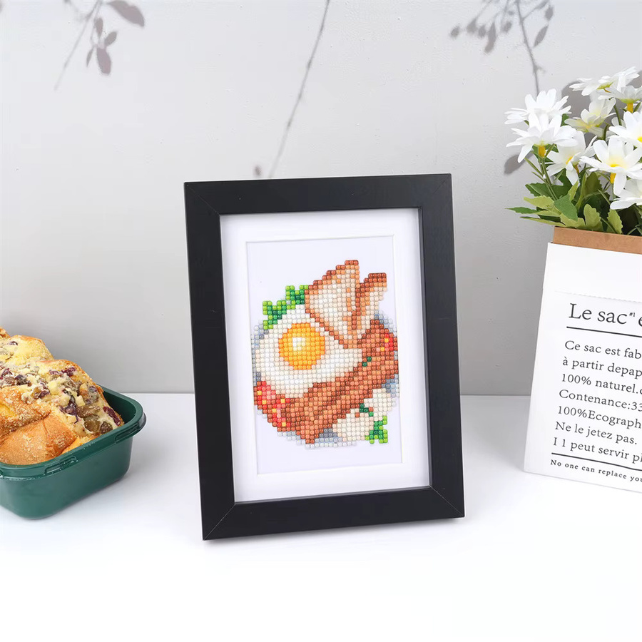 Momoart DIY Diamantmalerei Cartoon Pizza und Hotdog Mosaik Wanddekoration Multicolour - Bild 2