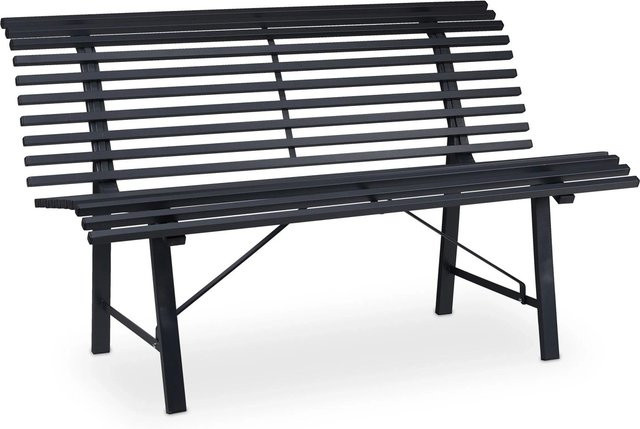 Relaxdays Gartenbank aus Stahl für 2 Personen in Anthrazit, B/T/H: 130 x 79 x 75 cm - Bild 1