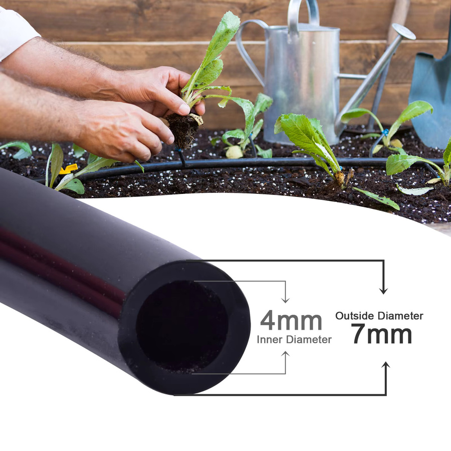 Schwarzer 1/4 Zoll Tropfbewässerungsschlauch als Blanko-Verteilerschlauch für dein Gartenbewässerungssystem, Länge: 15,24 m - Bild 3