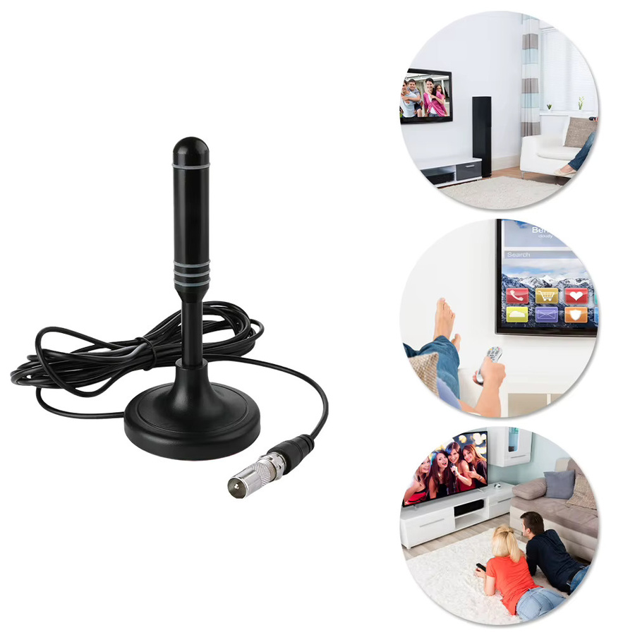 APWIKOGER HDTV-Antenne mit 300 cm Koaxialkabel für digitalen HD-Freeview-Empfang im Innen- und Außenbereich, Schwarz/Silber - Bild 2