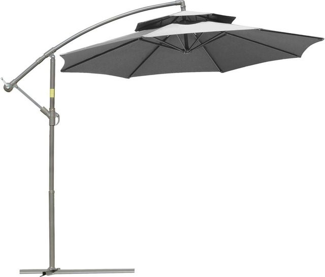 Outsunny Sonnenschirm mit Standfuß aus Polyester und Stahl in Hellgrau, Höhe: 245 cm, Breite: 267 cm - Bild 1