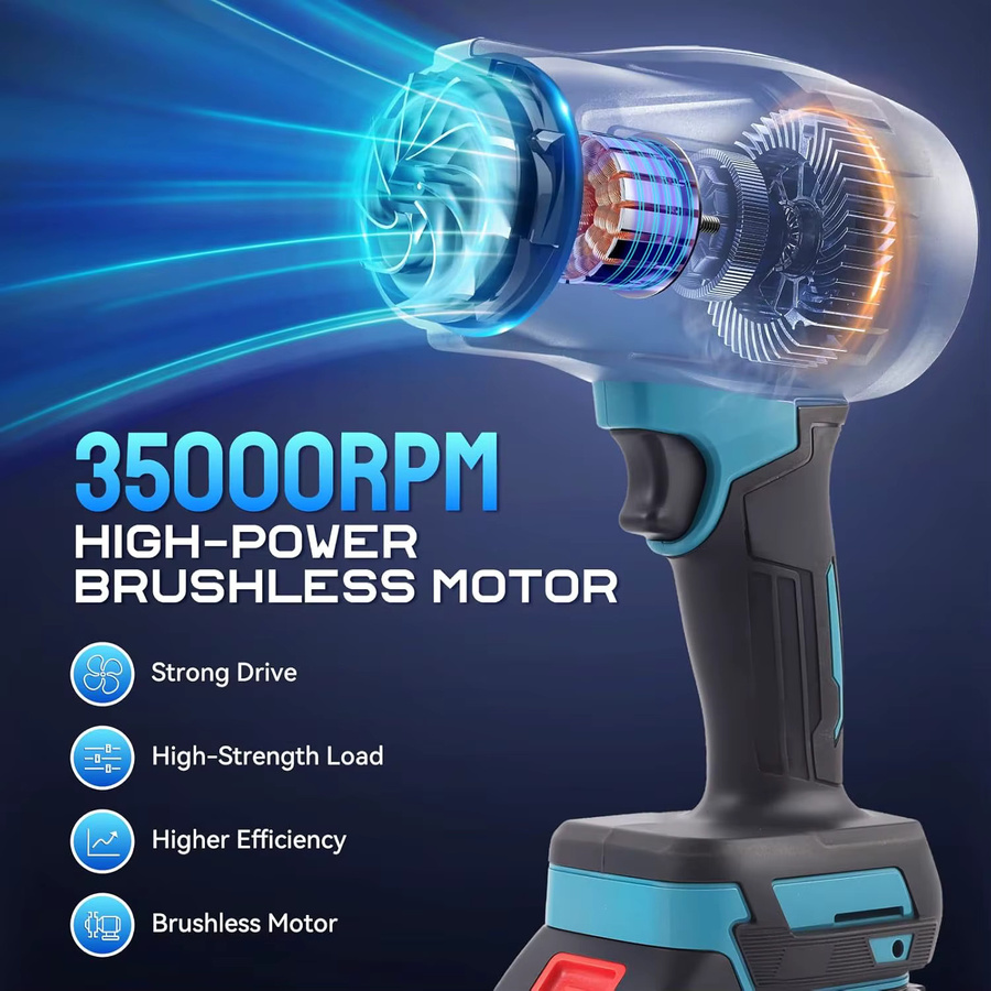 Makita Bürstenloses elektrisches Turbogebläse mit 350000 U/min als Hand-Laubbläser und elektrischer Luftstaubsammler für 18V Akkus - Bild 3