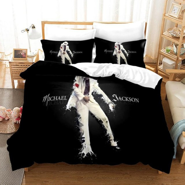Yiran Home Michael Jackson Bettwäsche-Set mit Bettbezug und Kissenbezügen, Farbe Schwarz, B/H: 200 x 200 cm - Bild 1