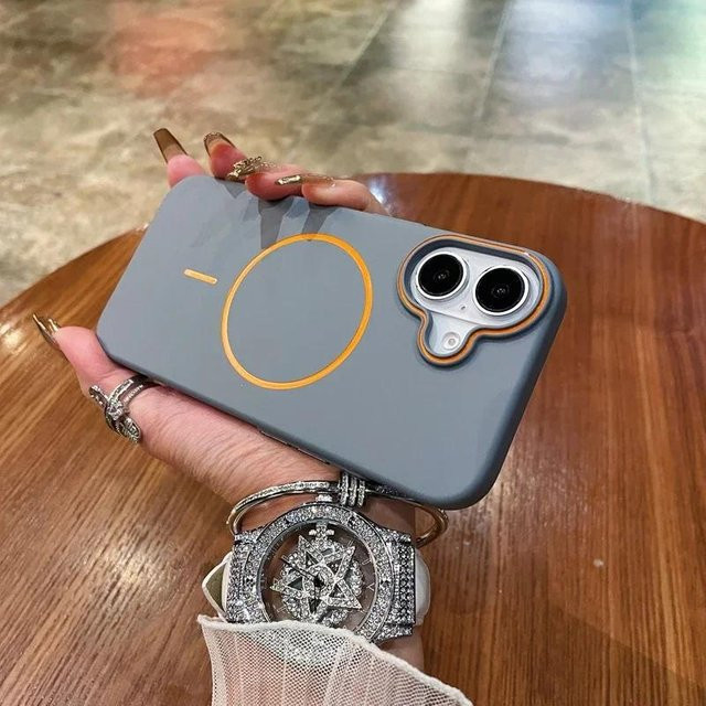 Yiran MagSafe Schutzhülle aus mattem Hart-PC für iPhone 15 Pro Max, 14, 13, 12 und 16 Pro Max, Farbe: Grau - Bild 1