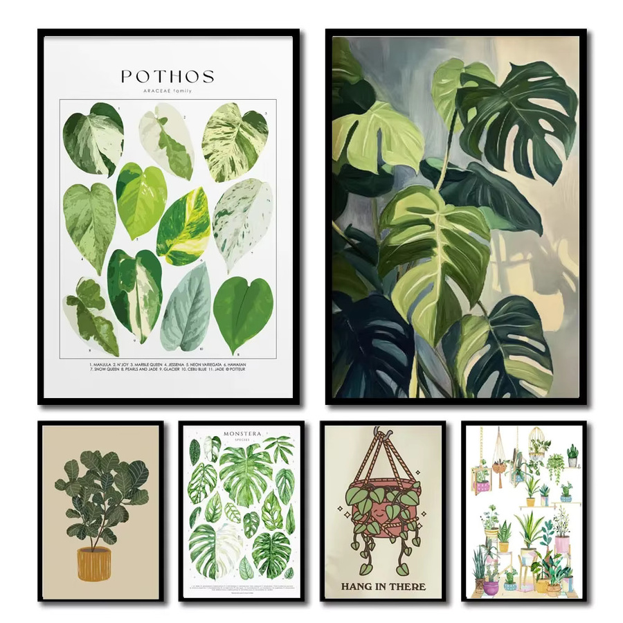 Potdemiel Wanddekoration Botanische Blätter als Leinwand-Kunstdruck in Grün - Bild 2