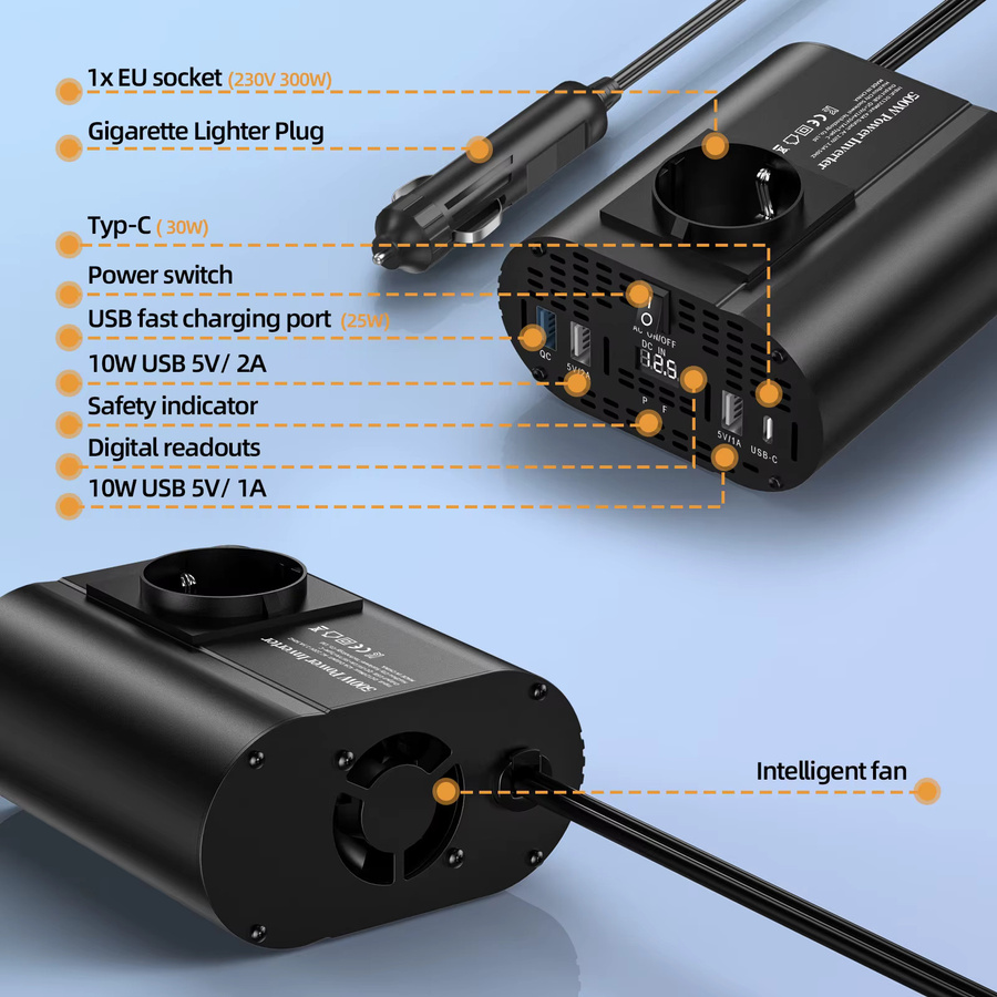 TATALIKEN Stromwechselrichter 4000W DC 12V zu 220V Auto-Adapter in Schwarz für Camping und Heimgebrauch - Bild 4