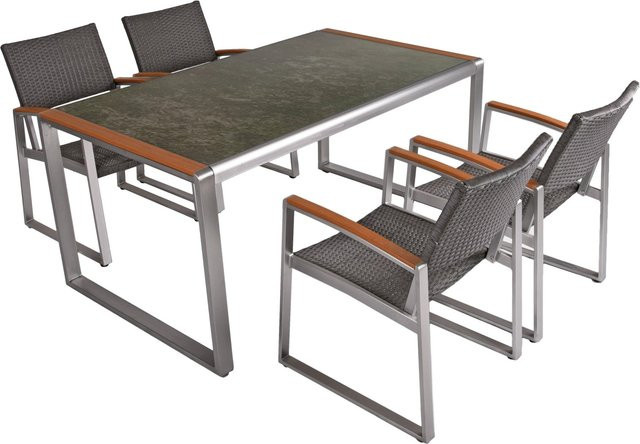 Garden Pleasure Gartenmöbel-Set Averna 5-teilig Grau mit Aluminium und Glas - Bild 1