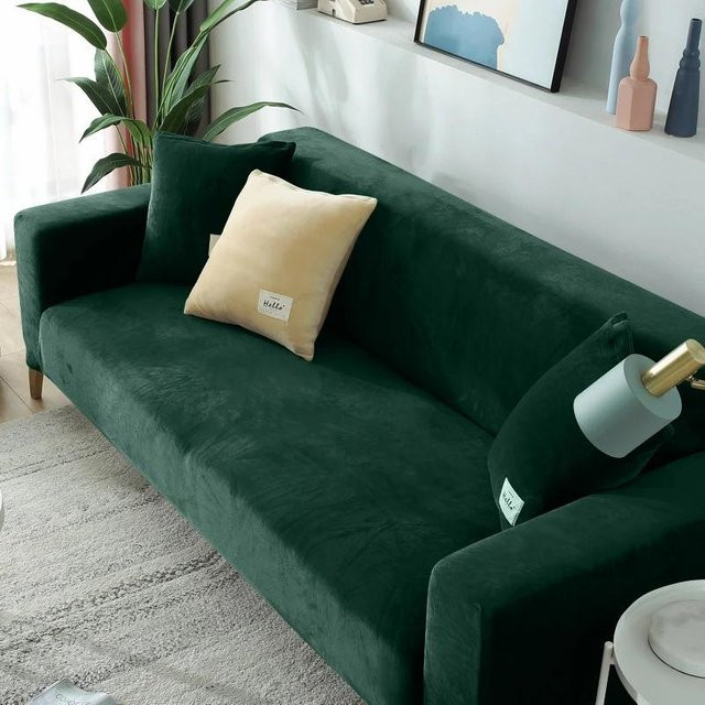 Elastischer Sofabezug aus Samt von BC-Warm Home in Grün für 1 Sitzplatz (Breite: 90-140 cm) - Bild 1